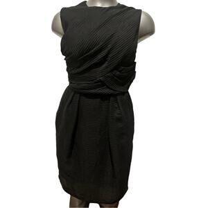 CARVEN Textured A-Line Black Mini Dress With Pockets Size EU 38